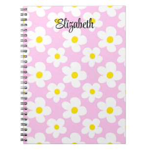 Schattigee roze retro madeliefjes girly journaling notitieboek
