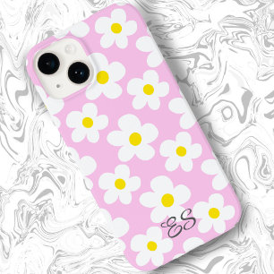 Schattigee roze retro madeliefjes op girly floral Case-Mate iPhone 14 hoesje