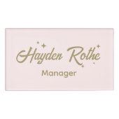 Schattigee Roze Retro Script Medewerker Naambadge (Voorkant)