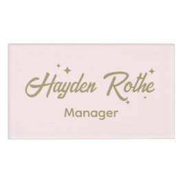 Schattigee Roze Retro Script Medewerker Naambadge