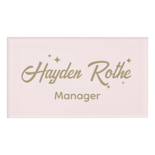 Schattigee Roze Retro Script Medewerker Naambadge (Voorkant)