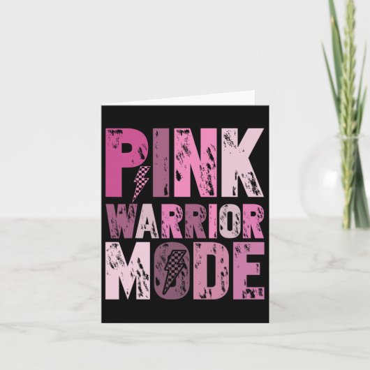Schattigee Roze Ribbon Warrior Mode - Retro Borstk Kaart (Voorkant)