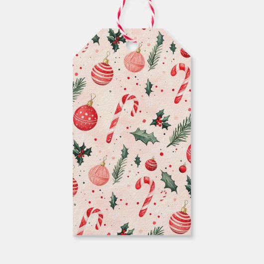 Schattigee roze rode foto kerst cadeaulabel (Achterkant)