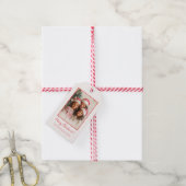 Schattigee roze rode foto kerst cadeaulabel (Met Touw)