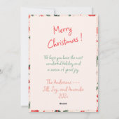 Schattigee Roze Rode Foto Kerst Kaart (Achterkant)