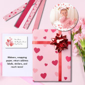 Schattigee Roze Rode Hart Valentijnse Cadeaulabel