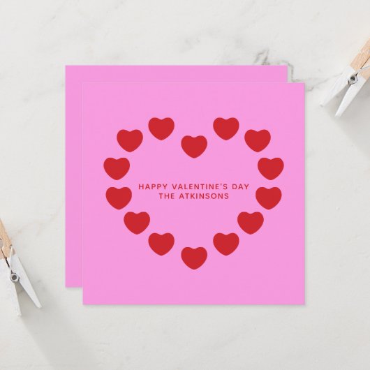 Schattigee roze rode harten moderne aangepaste Val Kaart (Voorkant / Achterkant in situ)