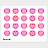 Schattigee roze rode harten moderne aangepaste Val Ronde Sticker (Vel)