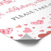 Schattigee Roze Rode Harten Valentijn Bedankt Teke Poster (Hoek)