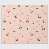 Schattigee Roze Rode Kersen Harten Bogen Zacht Sin Cadeaupapier (Vlak)