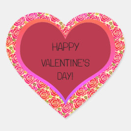 Schattigee Roze Rode Rozen Hart Gelukkige Valentij Hart Sticker