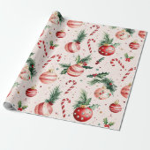 Schattigee roze rode vintage kerst cadeaupapier (Uitgerold)