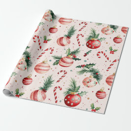 Schattigee roze rode vintage kerst cadeaupapier