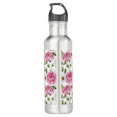 Schattigee roze roos gepersonaliseerde naam waterfles  (Achterkant)