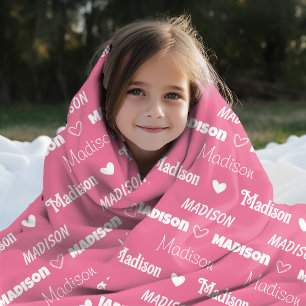Schattigee roze roos herhalende naam gepersonalise fleece deken