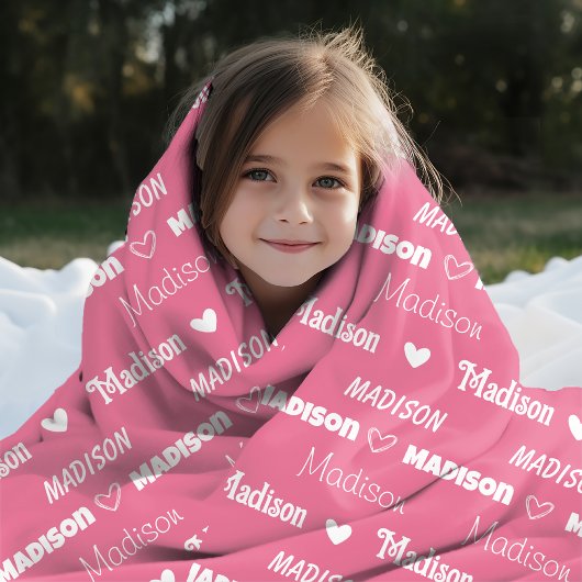 Schattigee roze roos herhalende naam gepersonalise fleece deken