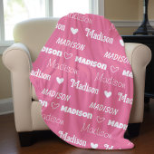 Schattigee roze roos herhalende naam gepersonalise fleece deken