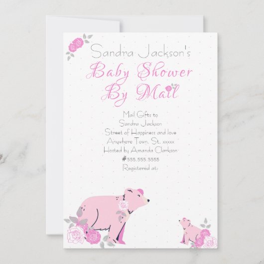 Schattigee Roze Rose Bloemen Mama Beer Cub Baby sh Kaart (Voorkant)