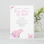 Schattigee Roze Rose Bloemen Mama Beer Cub Baby sh Kaart (Staand voorkant)