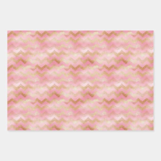 Schattigee roze Rose Gold Trees Feestelijke Patroo Inpakpapier Vel (Voorkant 3)