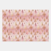 Schattigee roze Rose Gold Trees Feestelijke Patroo Inpakpapier Vel (Voorkant 2)