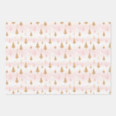 Schattigee roze Rose Gold Trees Feestelijke Patroo Inpakpapier Vel (Voorkant)