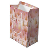 Schattigee roze Rose Gold Trees Feestelijke Patroo Medium Cadeauzakje (Voorkant Gekanteld)