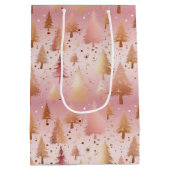 Schattigee roze Rose Gold Trees Feestelijke Patroo Medium Cadeauzakje (Achterkant)