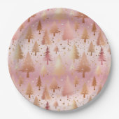 Schattigee roze Rose Gold Trees Feestelijke Patroo Papieren Bordje (Voorkant)