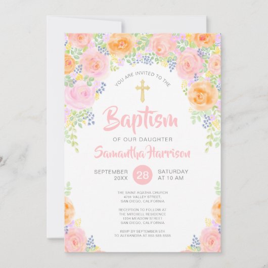 Schattigee Roze Rozen Waterverf Bloemen Meisje Doo Kaart (Voorkant)