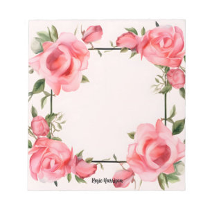 Schattigee Roze Rozen Waterverf voor Valentijnsdag Notitieblok