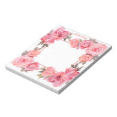Schattigee Roze Rozen Waterverf voor Valentijnsdag Notitieblok (Linkerzijde)