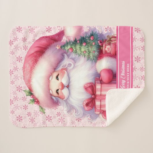 Schattigee Roze Santa Naam Deken Meisjes Vakantie  (Voorkant (horizontaal))