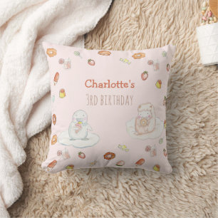 Schattigee Roze Schaap Dessert Pattern Kids Verjaa Kussen