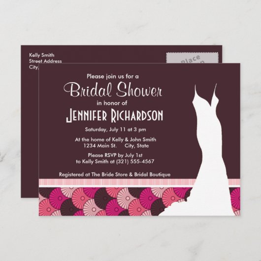 Schattigee roze schelpen uitnodiging briefkaart (Voorkant / Achterkant)