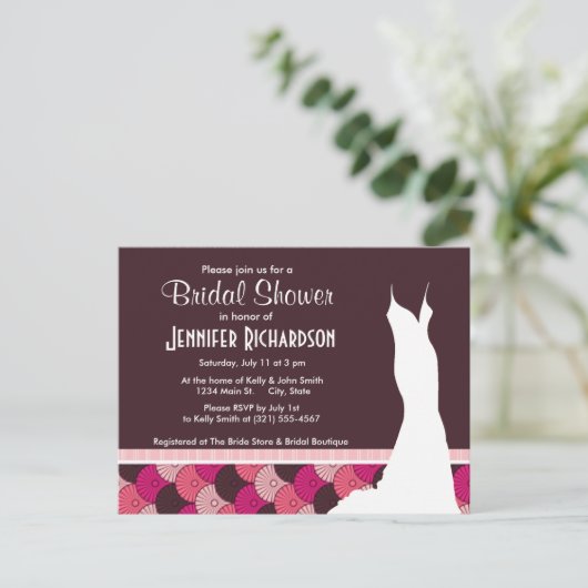 Schattigee roze schelpen uitnodiging briefkaart (Staand voorkant)