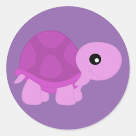 Schattigee roze schildpad ronde sticker