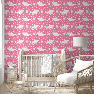 Schattigee Roze Shark Pattern Kinder Kwekerij Kame Behang
