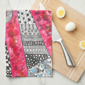 Schattigee Roze Siamese Kat Illustratie Keuken Han Theedoek (Quarter Fold)