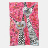 Schattigee Roze Siamese Kat Illustratie Keuken Han Theedoek (Verticaal)