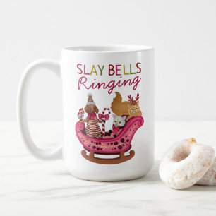 Schattigee Roze Slay Bells Ringing Christmas Pun Koffiemok