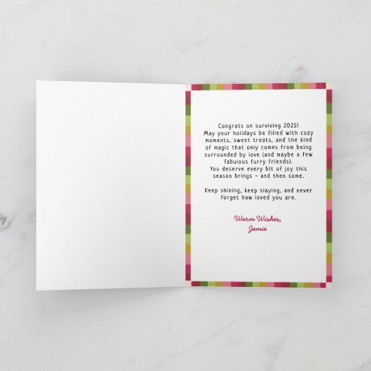 Schattigee Roze Slay Bells Ringing Dog Diva Christ Feestdagen Kaart (Binnen)