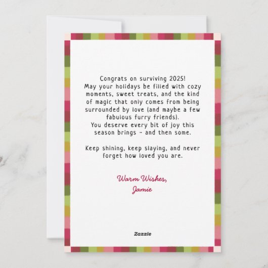 Schattigee Roze Slay Bells Ringing Dog Diva Christ Feestdagenkaart (Achterkant)