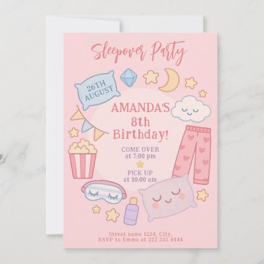 Schattigee Roze Slumber Party Look met sterren en Kaart (Voorkant)