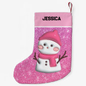 Schattigee Roze Sneeuwman Kleine Kerstsok (Achterkant)