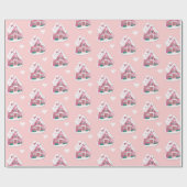 Schattigee Roze Snowy Gingerbread House en Harten Cadeaupapier (Vlak)