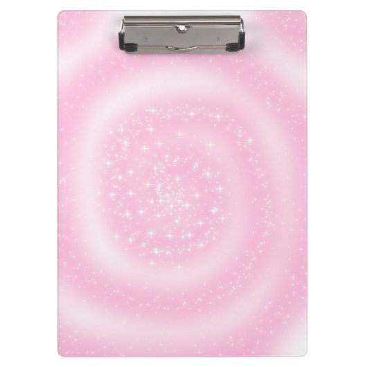 Schattigee Roze Sparkly Sterrenspiraal Klembord (Voorkant)