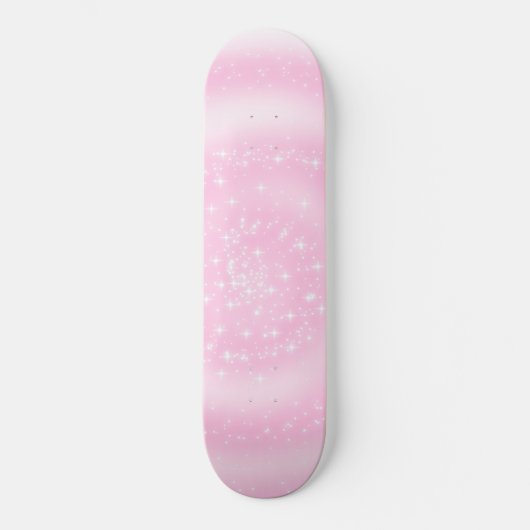 Schattigee Roze Sparkly Sterrenspiraal Persoonlijk Skateboard (Voorkant)