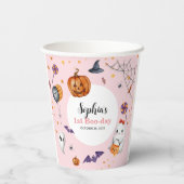 Schattigee Roze Spooky Halloween Kids Verjaardag Papieren Bekers (Achterkant)
