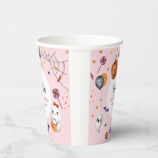 Schattigee Roze Spooky Halloween Kids Verjaardag Papieren Bekers (Rechts)